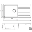 RIVA XL 1B 1D 1000x500 gránit mosogató METÁL FEKETE GRANMASTER