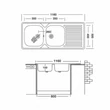 LIVINOX Kétmedence cseppt.mosogató 116x50 3 1/2"