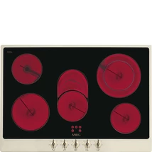 SMEG KERÁMIA FŐZŐLAP, Colonial design, 72 cm, 5 főzőzóna, bézs