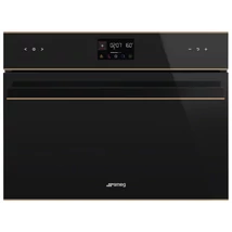 SMEG KOMPAKT KOMBINÁLT MIKROHULLÁMÚ SÜTŐ, Dolce Stil Novo design, Galileo, 45 cm, ES LCD, fekete üveg, réz dísz
