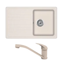 EVIDO Home 45S gránit mosogató bézs + EVIDO PINGUIN csaptelep bézs
