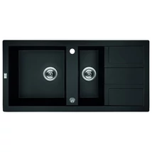 Laveo BARBADOS matt fekete 1,5 medencés mosogató dugókiemelős helytakarékos szifonnal