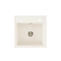 Laveo RINA egymedencés jázmin mosogató csaplyukkal, automata dugókiemelős, helytakarékos szifonnal