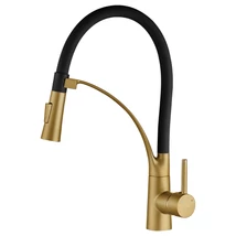 LAVEO OLOR rugalmas tömlős zuhanyváltós arany / matt fekete csaptelep LAVEO OLOR rugalmas tömlős zuhanyváltós arany / matt fekete csaptelep