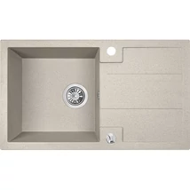 Laveo BARBADOS bézs csepptálcás mosogató dugókiemelős helytakarékos szifonnal