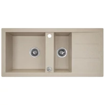 Laveo BARBADOS bézs 1,5 medencés mosogató dugókiemelős helytakarékos szifonnal Laveo BARBADOS bézs 1,5 medencés mosogató dugókiemelős helytakarékos szifonnal