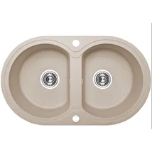 Laveo DAFNE kétkör bézs mosogató dugókiemelős helytakarékos szifonnal