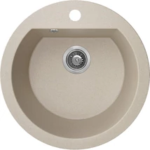 Laveo DAFNE egykör bézs mosogató csaplyukkal, helytakarékos szifonnal