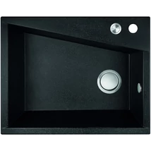 Laveo GRENADA csaplyukas szemcsés fekete mosogató automata dugókiemelős, helytakarékos szifonnal