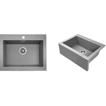 Laveo KOMODO szürke mosogató helytakarékos szifonnal