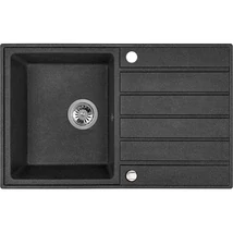 Laveo MARGARITA csepptálcás szemcsés fekete mosogató automata dugókiemelős, helytakarékos szifonnal