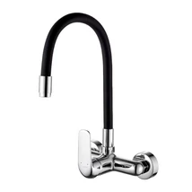 LAVEO ELZA fali csaptelep rugalmas tömlővel, matt fekete / króm K.