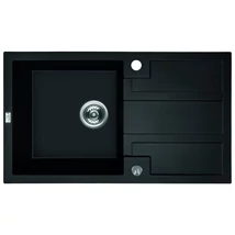 Laveo BARBADOS matt fekete csepptálcás mosogató dugókiemelős helytakarékos szifonnal