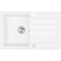 Laveo MARGARITA csepptálcás fehér mosogató automata dugókiemelős, helytakarékos szifonnal