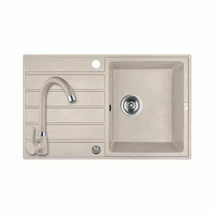 Laveo MARGARITA bézs szett álló csappal, automata dugókiemelős, helytakarékos szifonnal