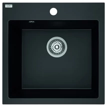 Laveo ALENA matt fekete egymedencés mosogató helytakarékos szifonnal