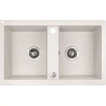 Laveo BARBADOS fehér kétmedencés mosogató dugókiemelős helytakarékos szifonnal Laveo BARBADOS fehér kétmedencés mosogató dugókiemelős helytakarékos szifonnal