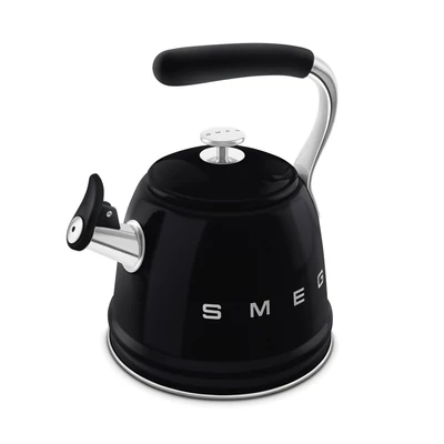 SMEG VÍZFORRALÓ TEÁSKANNA, retro, síppal, fekete