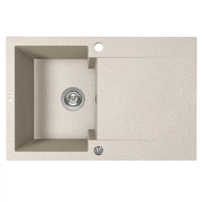 Laveo PICO 45S egymedence csepptálcás bézs gránit mosogató helytakarékos szifonnal