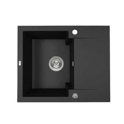 Laveo PICO 45S mini fekete szemcsés gránit mosogató helytakarékos szifonnal