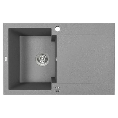 Laveo PICO 45S egymedence csepptálcás szürke gránit mosogató helytakarékos szifonnal