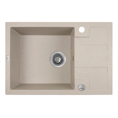 Laveo BARBADOS bézs minicsepptálcás mosogató dugókiemelős helytakarékos szifonnal