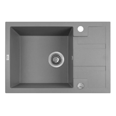 Laveo BARBADOS szürke mini csepptálcás mosogató dugókiemelős helytakarékos szifonnal