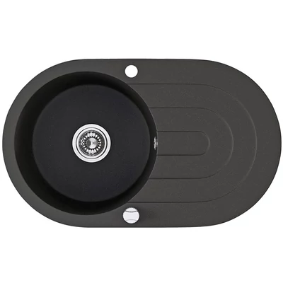 Laveo DAFNE egykör csepptálcás szemcsés fekete mosogató