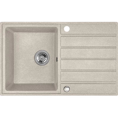 Laveo MARGARITA csepptálcás bézs mosogató, automata dugókiemelős, helytakarékos szifonnal