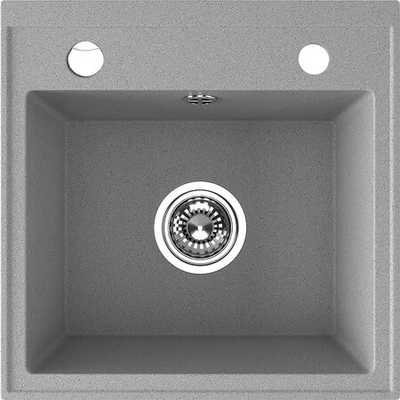 Laveo RINA egymedencés szürke mosogató csaplyukkal, automata dugókiemelős, helytakarékos szifonnal