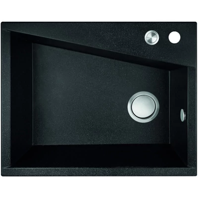 Laveo GRENADA csaplyukas matt fekete mosogató automata dugókiemelős, helytakarékos szifonnal